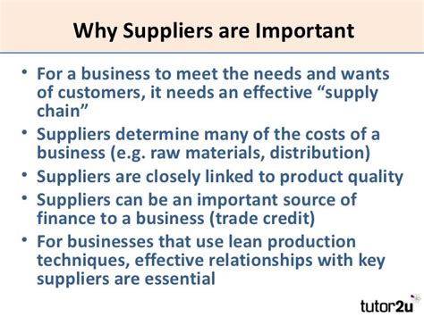 why are suppliers important in a business